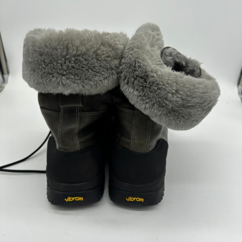 UGG Butte Metal Boot Leather Mens 15 Black Waterproof Sherpa Lined Lace Up Shoes - Picture 3 of 9